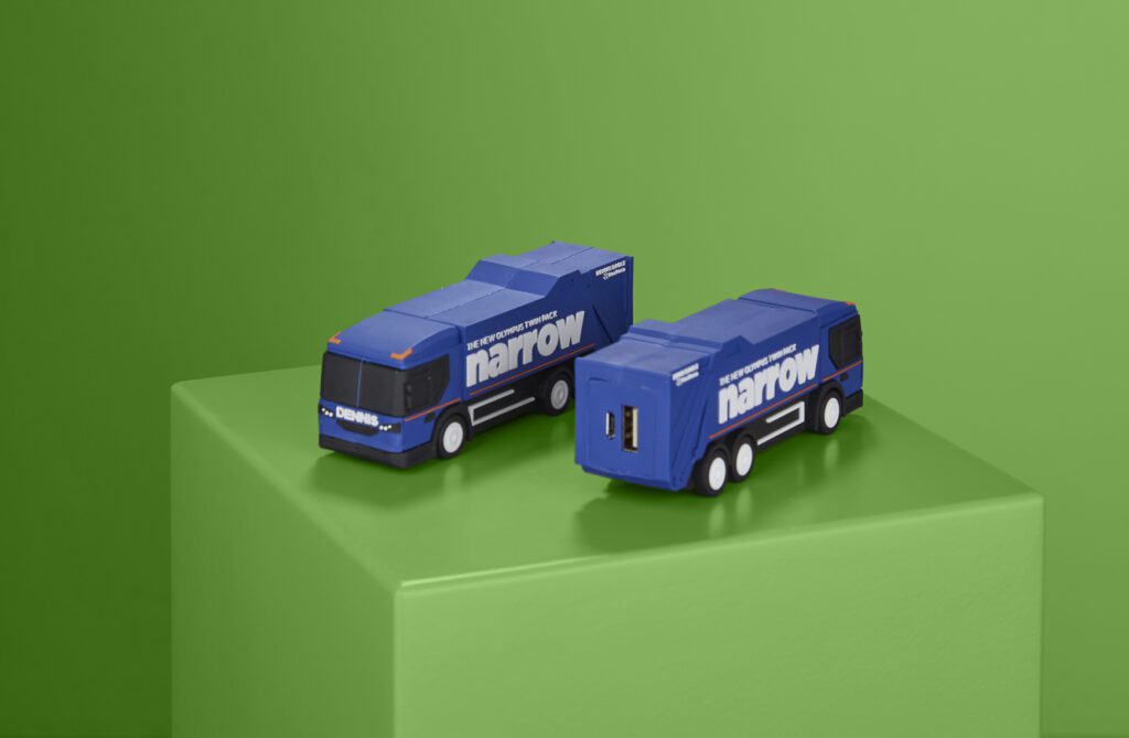 USB drives moulded into lorries.