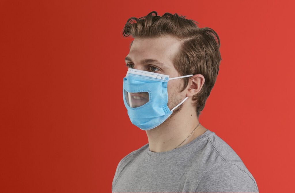 Man wearing ppe face mask