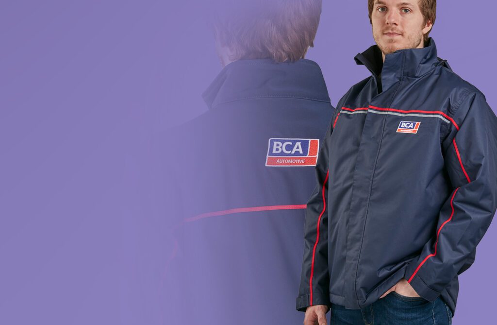 jacket with BCA automotive logo