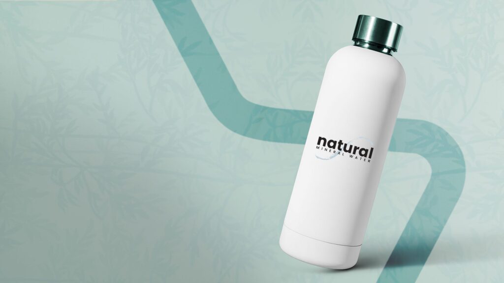 Eco bottle inscribed with Natural Mineral Water